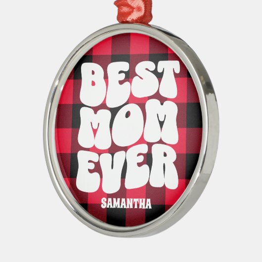 Beste moeder ooit rustieke rode buffel gespeeld Ke Metalen Ornament (Links)