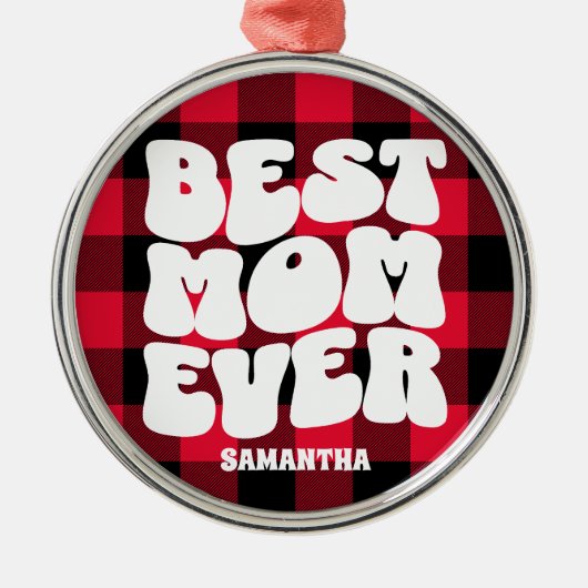 Beste moeder ooit rustieke rode buffel gespeeld Ke Metalen Ornament (Voorkant)