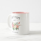 beste moeder ooit | Rustige bloemen Tweekleurige Koffiemok (Voorkant links)