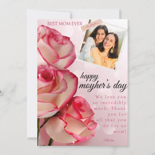 Beste Moeder ooit schattig foto gelukkig moederdag Feestdagenkaart (Voorkant)