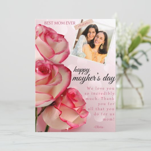 Beste Moeder ooit schattig foto gelukkig moederdag Feestdagenkaart (Staand voorkant)