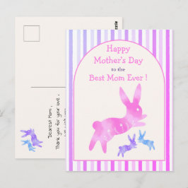 Beste moeder ooit Schattig roze konijn op maatgema Briefkaart