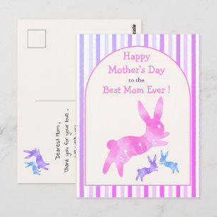 Beste moeder ooit Schattig roze konijn op maatgema Briefkaart