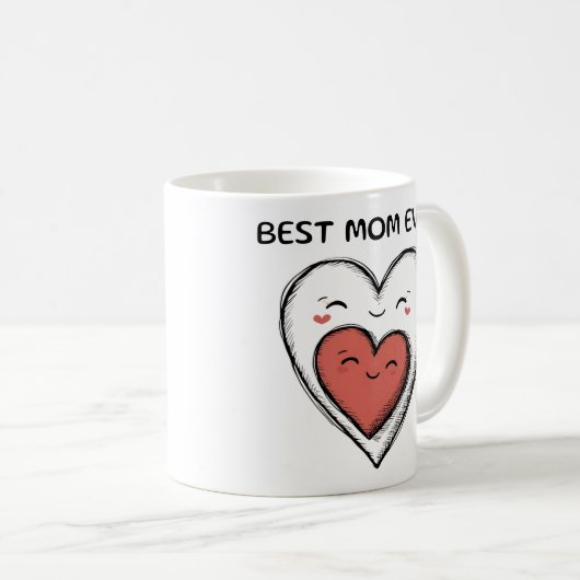 Beste moeder ooit Schattige harten Mok cadeau (Voorkant rechts)