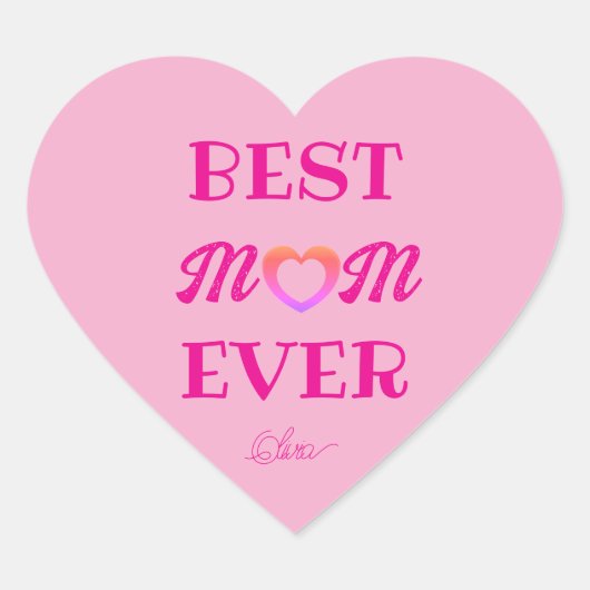 Beste moeder ooit Schattige Pink Heart Moederdag G Hart Sticker (Voorkant)