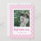 Beste moeder ooit Schattige Pink Hearts Foto Moede Kaart (Voorkant)