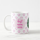 Beste moeder ooit Schattige Pink Hearts Foto Moede Koffiemok (Links)