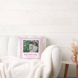 Beste moeder ooit Schattige roze hartpatroon foto  Kussen