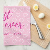 Beste moeder ooit Schattige roze hartpatroon trend Theedoek (Quarter Fold)