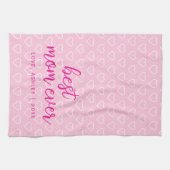 Beste moeder ooit Schattige roze hartpatroon trend Theedoek (Horizontaal)