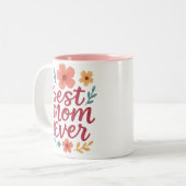Beste moeder ooit - Schattigee Floral Moederdag De Tweekleurige Koffiemok (Voorkant links)