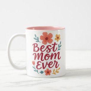 Beste moeder ooit - Schattigee Floral Moederdag De Tweekleurige Koffiemok