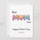 Beste moeder ooit | Schattigee gepersonaliseerde M Kaart (Voorkant)