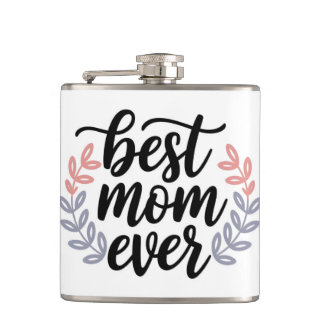 Beste moeder ooit script met Delicate Leaf Heupfles