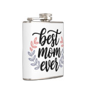 Beste moeder ooit script met Delicate Leaf Heupfles (Rechts)