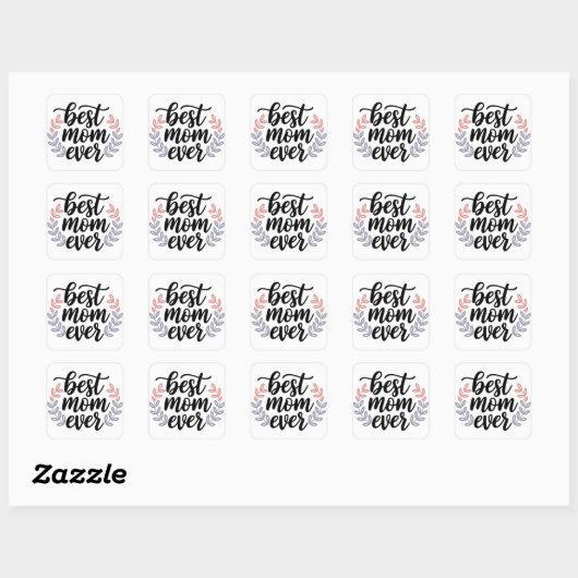 Beste moeder ooit script met Delicate Leaf Vierkante Sticker (Vel)