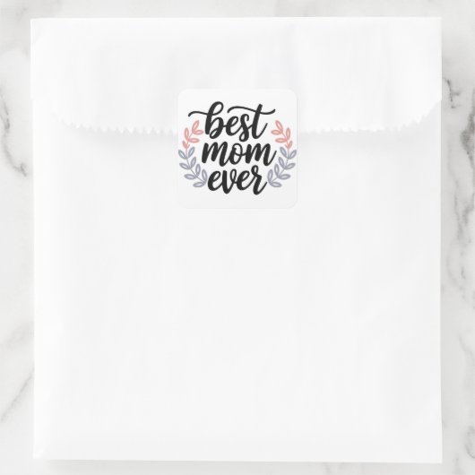 Beste moeder ooit script met Delicate Leaf Vierkante Sticker (Tas)