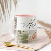 Beste moeder ooit script Moederdag 5 fotocollage Tweekleurige Koffiemok