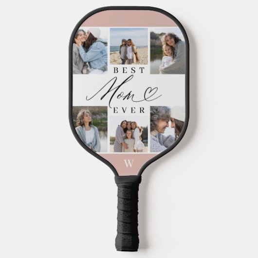 Beste moeder ooit script Moederdag 6 fotocollage Pickleball Paddle (Achterkant)