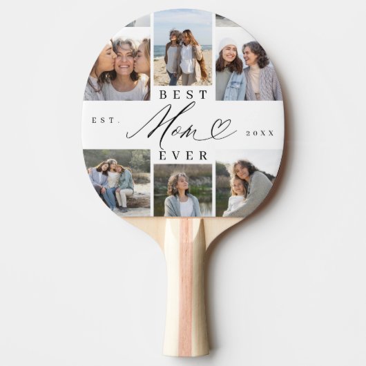 Beste moeder ooit script Moederdag 6 fotocollage Tafeltennisbatje (Voorkant)
