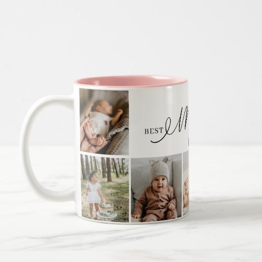 Beste moeder ooit script Moederdag 7 fotocollage Tweekleurige Koffiemok