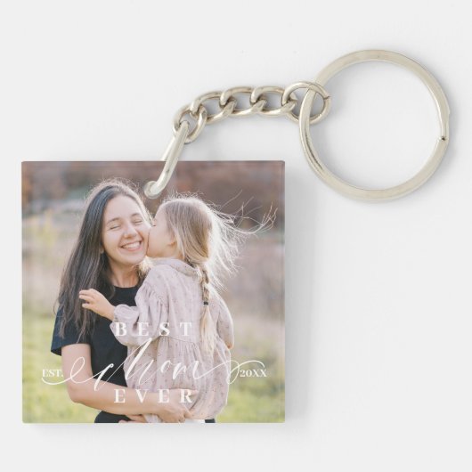 Beste moeder ooit script Moederdag foto Keepsake Sleutelhanger (Achterkant)