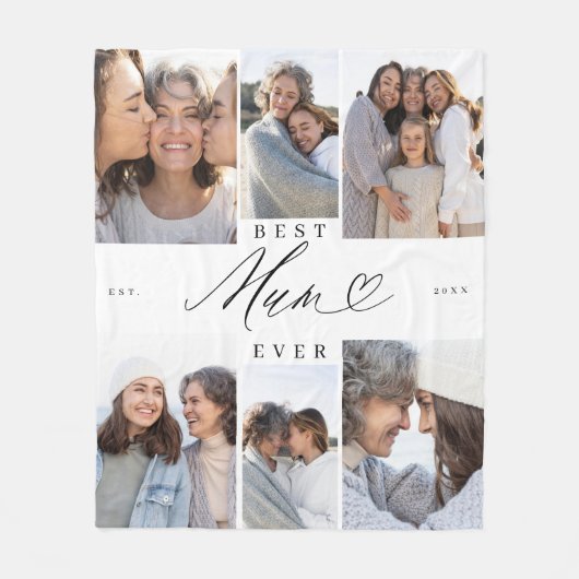 Beste moeder ooit script Moederdag fotocollage Fleece Deken (Voorkant)