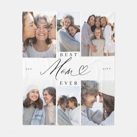 Beste moeder ooit script Moederdag fotocollage Fleece Deken (Voorkant)