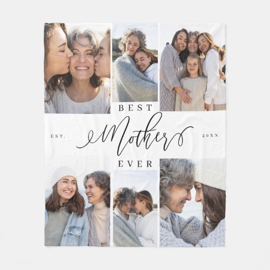 Beste moeder ooit script Moederdag fotocollage Fleece Deken (Voorkant)