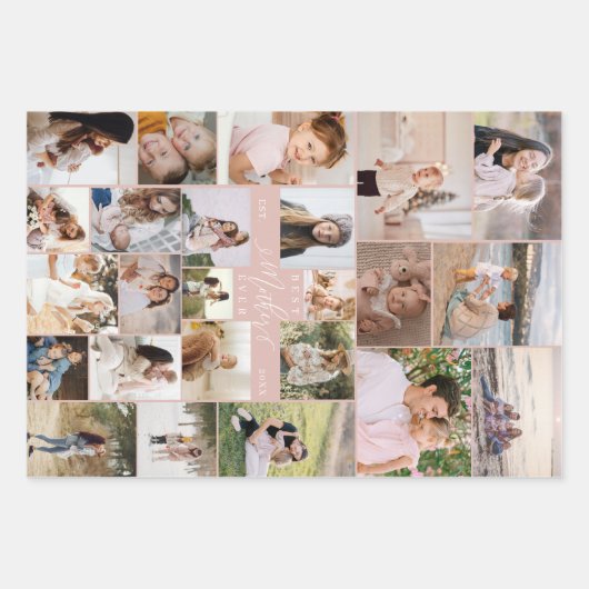 Beste moeder ooit script Moederdag fotocollage Inpakpapier Vel (Voorkant)