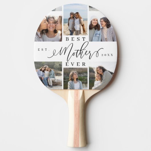Beste Moeder ooit Script Moederdag Fotocollage Tafeltennisbatje (Voorkant)