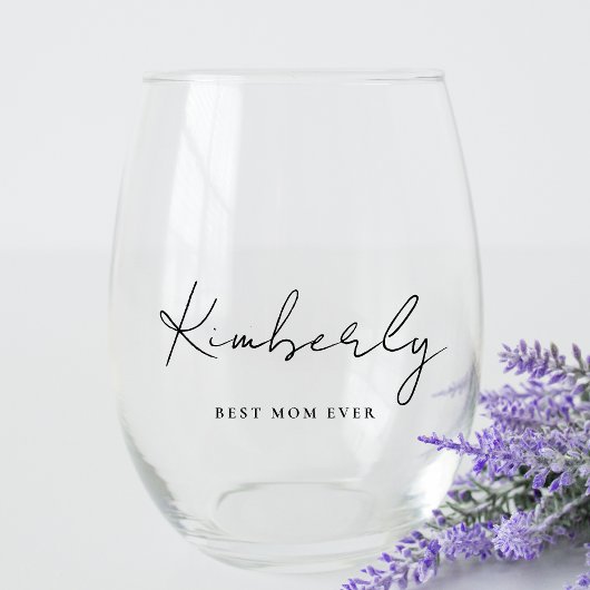 Beste Moeder ooit Script Monogram Wijnglas Zonder Voet