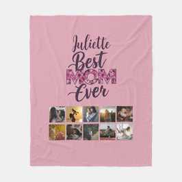 Beste Moeder Ooit Script Roze Bloem Foto Collage Fleece Deken