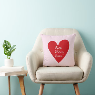 Beste moeder ooit script roze en rode hart Moederd Kussen