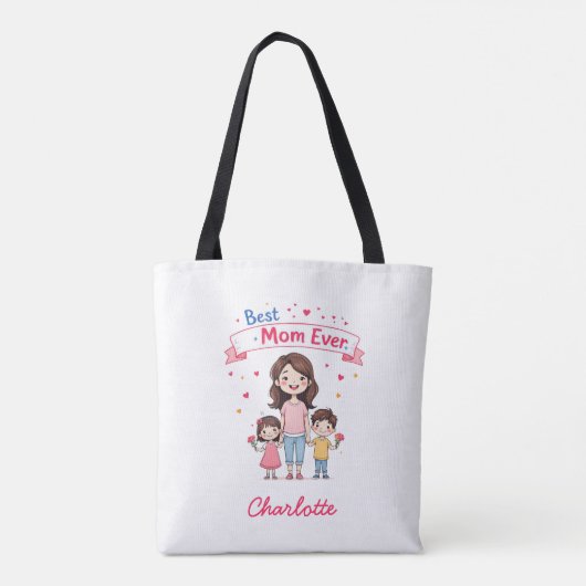 Beste moeder ooit | Sentimenteel Gepersonaliseerde Tote Bag (Achterkant)