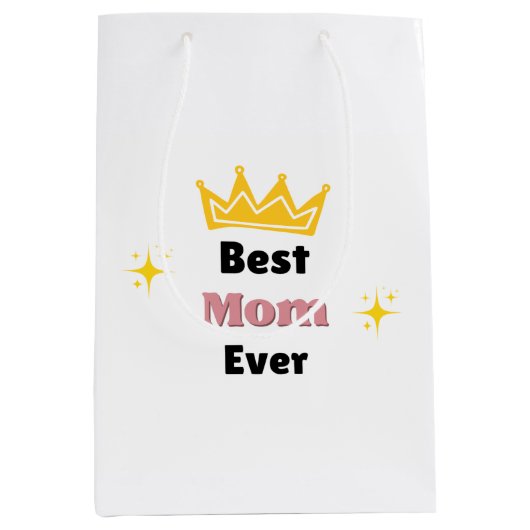 Beste moeder ooit sms'en met witte kroon medium cadeauzakje (Voorkant)