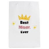 Beste moeder ooit sms'en met witte kroon medium cadeauzakje (Voorkant)