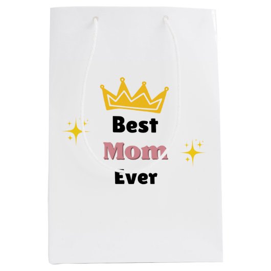 Beste moeder ooit sms'en met witte kroon medium cadeauzakje (Voorkant)