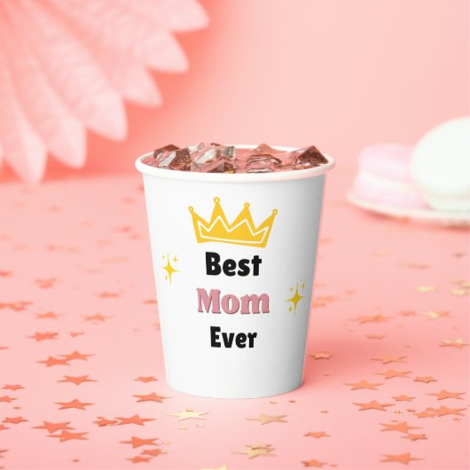 Beste moeder ooit sms'en met witte kroon papieren bekers (Insitu)