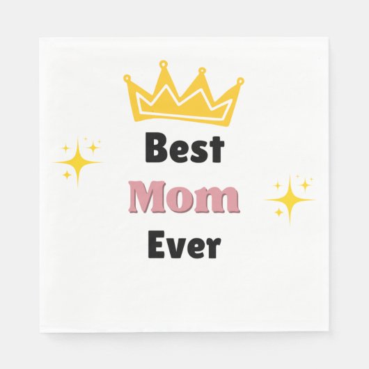 Beste moeder ooit sms'en met witte kroon servet (Voorkant)