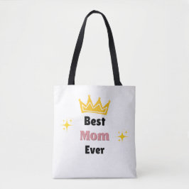 Beste moeder ooit sms'en met witte kroon tote bag