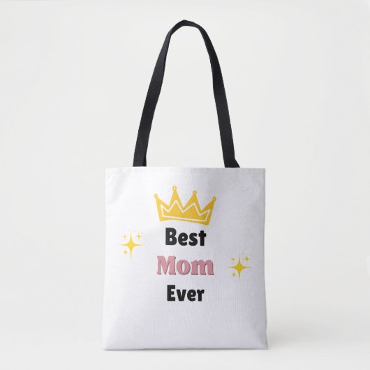 Beste moeder ooit sms'en met witte kroon tote bag (Voorkant)