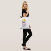 Beste moeder ooit sms'en met witte kroon tote bag (Op model)