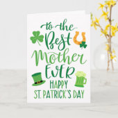 Beste Moeder Ooit St Patrick's Day Typografie Kaart (Gele Bloem)