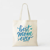 Beste moeder ooit stijlvolle blauwe script borstel tote bag (Achterkant)