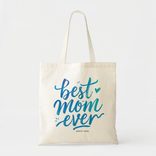 Beste moeder ooit stijlvolle blauwe script borstel tote bag (Voorkant)