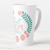 Beste moeder ooit tekst in bloemenkader latte mok (Rechterhoek)