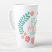Beste moeder ooit tekst in bloemenkader latte mok (Linkerhoek)