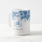 Beste moeder ooit theepot marine blauw in witte bl koffiemok (Voorkant links)