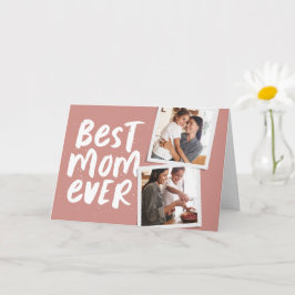 Beste moeder ooit trendy twee foto roos Moederdag Kaart